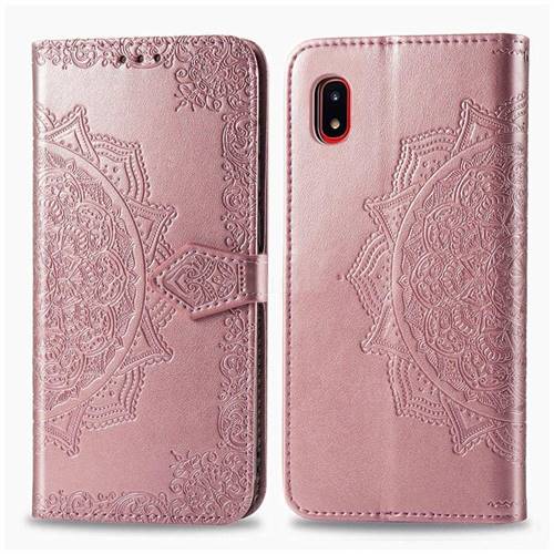 Embossing Imprint Mandala Flower Leather Wallet Case for Docomo Galaxy A20  (Japanese version, SC-02M, UQ) - Rose Gold - Galaxy A20 SC-02M - Guuds