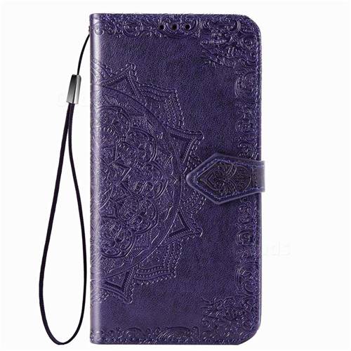 Embossing Imprint Mandala Flower Leather Wallet Case for Docomo Galaxy A20  (Japanese version, SC-02M, UQ) - Purple - Galaxy A20 SC-02M - Guuds