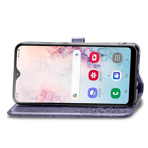 Embossing Imprint Mandala Flower Leather Wallet Case for Docomo Galaxy A20  (Japanese version, SC-02M, UQ) - Purple - Galaxy A20 SC-02M - Guuds