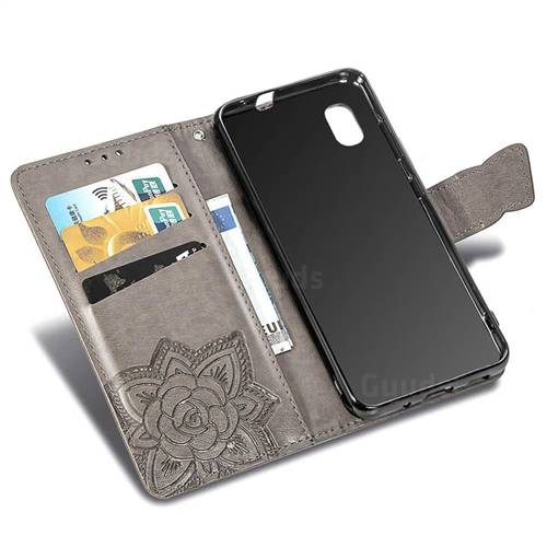 Embossing Mandala Flower Butterfly Leather Wallet Case for Docomo Galaxy  A20 (Japanese version, SC-02M, UQ) - Gray - Galaxy A20 SC-02M - Guuds