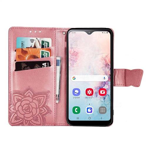 Embossing Mandala Flower Butterfly Leather Wallet Case for Docomo Galaxy  A20 (Japanese version, SC-02M, UQ) - Pink - Galaxy A20 SC-02M - Guuds