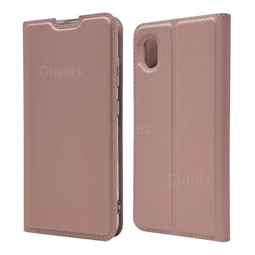 Ultra Slim Card Magnetic Automatic Suction Leather Wallet Case for Docomo Galaxy A20 (Japanese version, SC-02M, UQ) - Rose Gold
