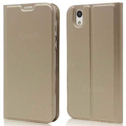 Ultra Slim Card Magnetic Automatic Suction Leather Wallet Case for Sharp AQUOS sense SH-01K / SHV40 - Champagne