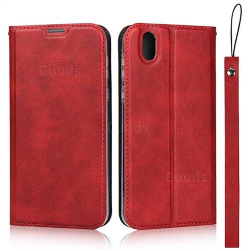 Calf Pattern Magnetic Automatic Suction Leather Wallet Case for Sharp AQUOS sense SH-01K / SHV40 - Red