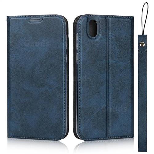 Calf Pattern Magnetic Automatic Suction Leather Wallet Case for Sharp AQUOS sense SH-01K / SHV40 - Blue