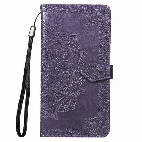 Embossing Imprint Mandala Flower Leather Wallet Case For Sharp Aquos Sense Sh 01k Shv40 Purple Leather Case Guuds