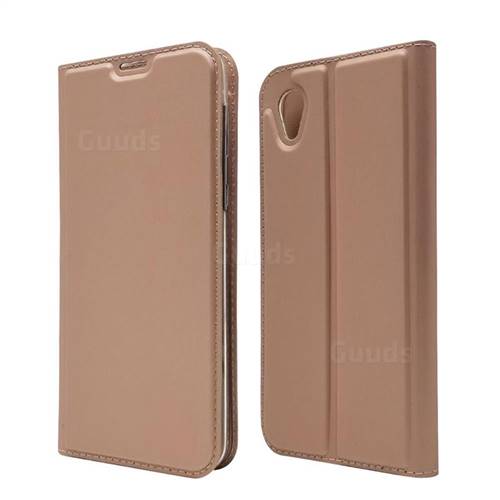 Ultra Slim Card Magnetic Automatic Suction Leather Wallet Case for Sharp AQUOS sense2 SH-01L SHV43 - Rose Gold