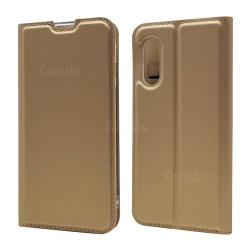 Ultra Slim Card Magnetic Automatic Suction Leather Wallet Case for Sharp AQUOS sense3 SH-02M SHV45 - Champagne