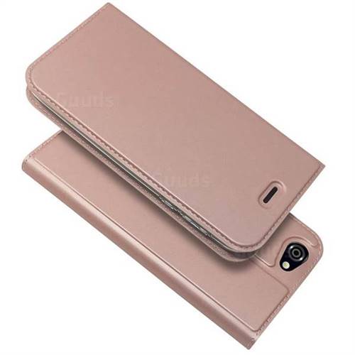 Ultra Slim Card Magnetic Automatic Suction Leather Wallet Case for Sharp AQUOS R SH-03J / SHV39 - Rose Gold