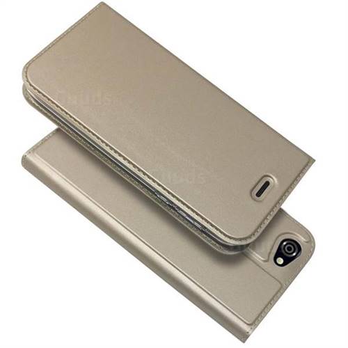 Ultra Slim Card Magnetic Automatic Suction Leather Wallet Case for Sharp AQUOS R SH-03J / SHV39 - Champagne