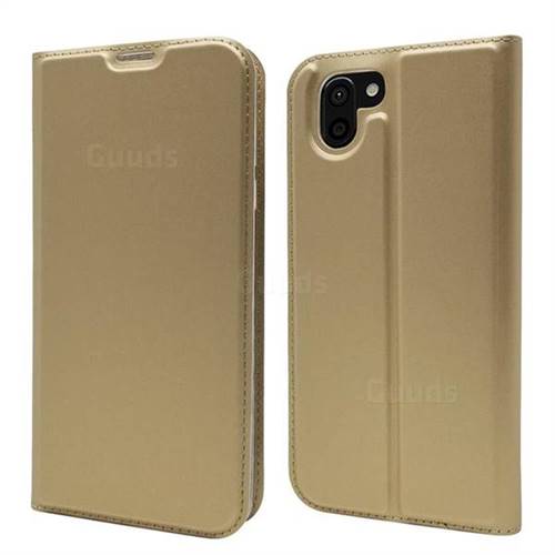 Ultra Slim Card Magnetic Automatic Suction Leather Wallet Case for Sharp AQUOS R2 SH-03K SHV42 - Champagne
