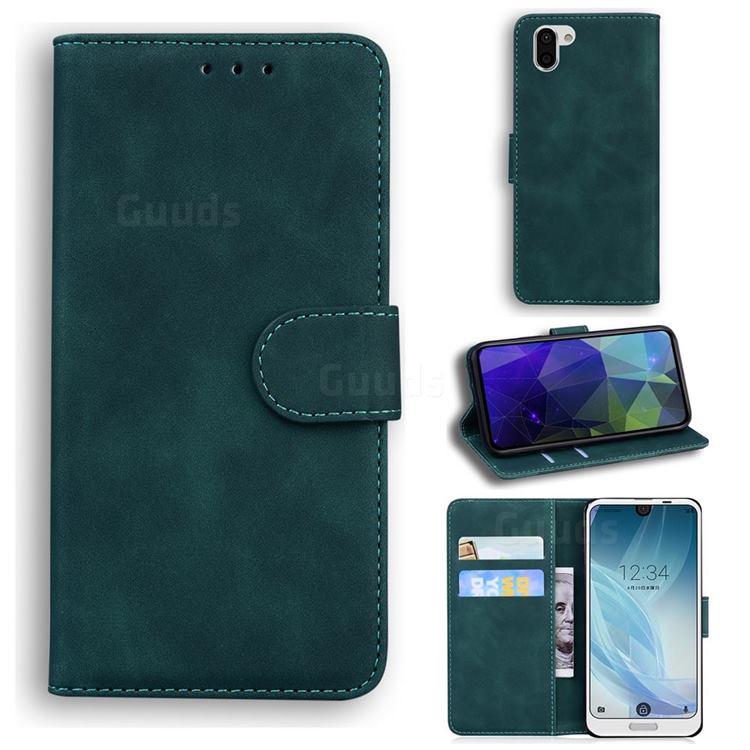 Retro Classic Skin Feel Leather Wallet Phone Case for Sharp AQUOS R2 SH-03K SHV42 - Green