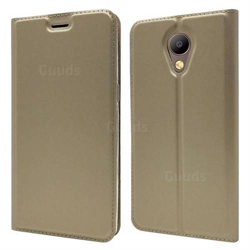 Ultra Slim Card Magnetic Automatic Suction Leather Wallet Case for Elephone P8 - Champagne