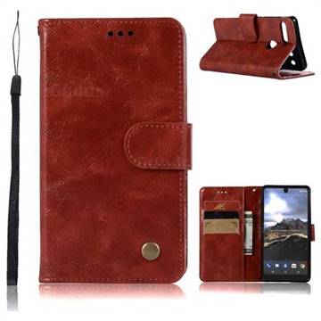 Luxury Retro Leather Wallet Case for Essential PH-1 - Wine Red