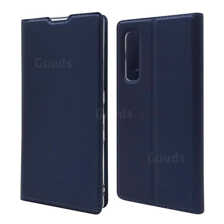 Ultra Slim Card Magnetic Automatic Suction Leather Wallet Case for Fujitsu Arrows NX9 F-52A - Royal Blue