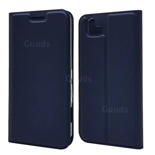 Ultra Slim Card Magnetic Automatic Suction Leather Wallet Case for FUJITSU Arrows U SoftBank - Royal Blue