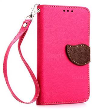 Leaf Buckle Litchi Leather Wallet Phone Case for LG G2 Mini D610 D620 D618 - Rose
