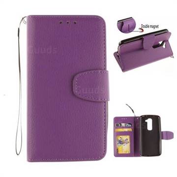 Litchi Pattern PU Leather Wallet Case for LG G2 Mini D610 D620 D618 - Purple