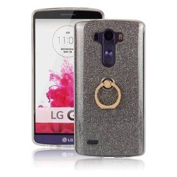 Luxury Soft TPU Glitter Back Ring Cover with 360 Rotate Finger Holder Buckle for LG G3 D850 D855 LS990 - Black