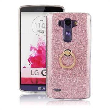 Luxury Soft TPU Glitter Back Ring Cover with 360 Rotate Finger Holder Buckle for LG G3 D850 D855 LS990 - Pink