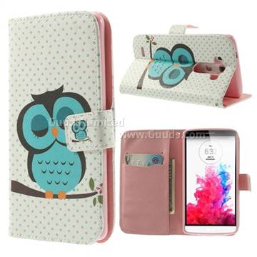 Sleeping Owl Leather Wallet Case for LG G3 D850 D855 LS990