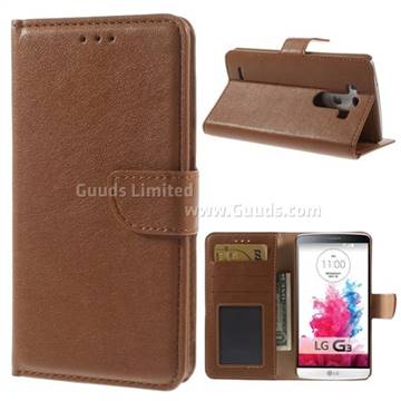 Glossy Magnetic Leather Case for LG G3 D850 D855 LS990 - Brown