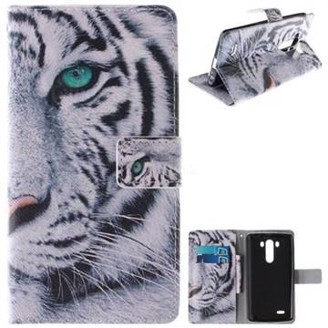 White Tiger PU Leather Wallet Case for LG G3 D850 D855 LS990