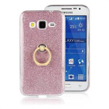 Luxury Soft TPU Glitter Back Ring Cover with 360 Rotate Finger Holder Buckle for Samsung Galaxy Core Prime G360 - Pink