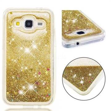 Dynamic Liquid Glitter Quicksand Sequins TPU Phone Case for Samsung Galaxy Core Prime G360 - Golden