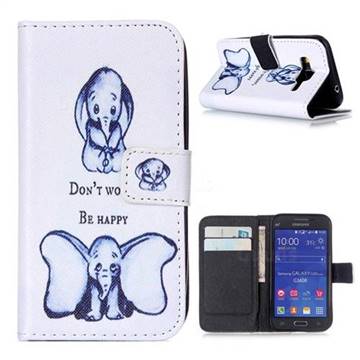 Be Happy Elephant Leather Wallet Case for Samsung Galaxy Core Prime G360 G360V G360P G360F G360H
