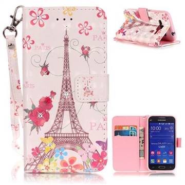 Butterfly Tower 3D Painted Leather Wallet Case for Samsung Galaxy Core Prime G360