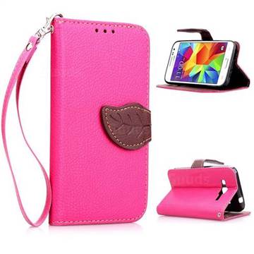 Leaf Buckle Litchi Leather Wallet Phone Case for Samsung Galaxy Core Prime G360 - Rose