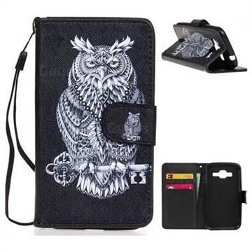 Black Owl PU Leather Wallet Case for Samsung Galaxy Core Prime G360