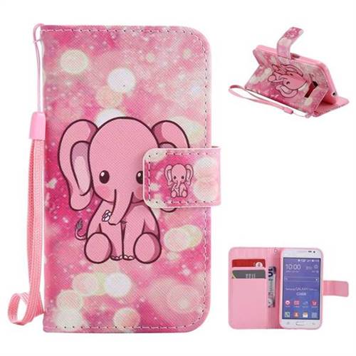 Pink Elephant PU Leather Wallet Case for Samsung Galaxy Core Prime G360