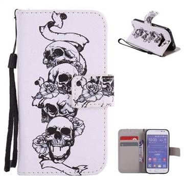 Skull Head PU Leather Wallet Case for Samsung Galaxy Core Prime G360