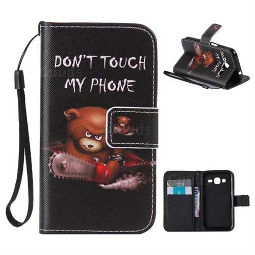 Angry Bear PU Leather Wallet Case for Samsung Galaxy Core Prime G360
