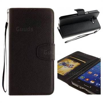 Litchi Pattern PU Leather Wallet Case for Samsung Galaxy Core Prime G360 - Black
