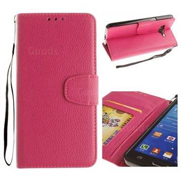 Litchi Pattern PU Leather Wallet Case for Samsung Galaxy Core Prime G360 - Rose