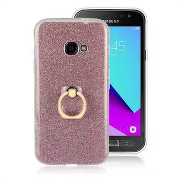 Luxury Soft TPU Glitter Back Ring Cover with 360 Rotate Finger Holder Buckle for Samsung Galaxy Xcover 4 G390F - Pink