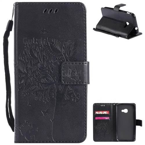 Embossing Butterfly Tree Leather Wallet Case for Samsung Galaxy Xcover 4 G390F - Black