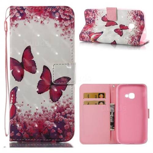 Rose Butterfly 3D Painted Leather Wallet Case for Samsung Galaxy Xcover 4 G390F