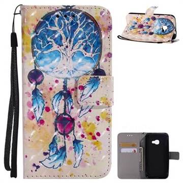 Blue Dream Catcher 3D Painted Leather Wallet Case for Samsung Galaxy Xcover 4 G390F