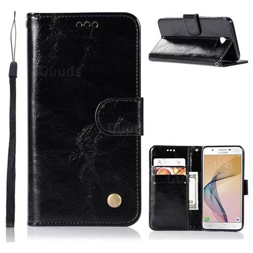 Luxury Retro Leather Wallet Case for Samsung Galaxy Xcover 4 G390F - Black