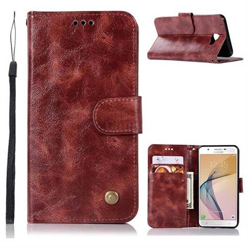 Luxury Retro Leather Wallet Case for Samsung Galaxy Xcover 4 G390F - Wine Red