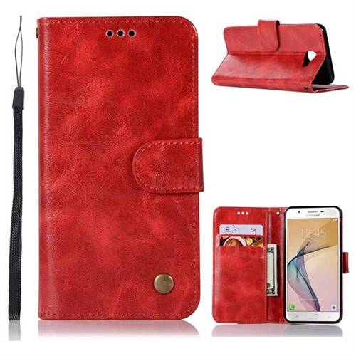 Luxury Retro Leather Wallet Case for Samsung Galaxy Xcover 4 G390F - Red