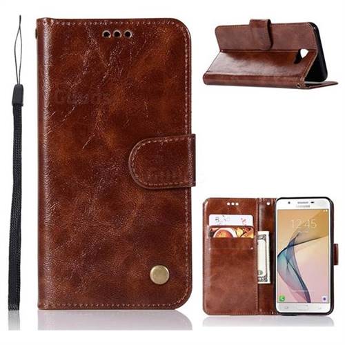 Luxury Retro Leather Wallet Case for Samsung Galaxy Xcover 4 G390F - Brown