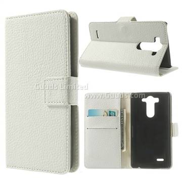 Litchi Leather Wallet Case for LG G3 Beat G3 Mini G3S D725 D722 D729 B2MINI - White