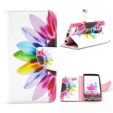 Seven-color Flowers Leather Wallet Case for LG G3 Beat Mini G3S D725 D722 D729 B2mini
