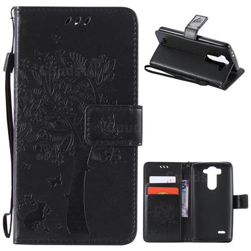 Embossing Butterfly Tree Leather Wallet Case for LG G3 Beat Mini G3S D725 D722 D729 B2mini - Black