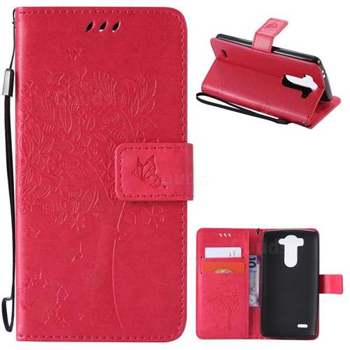 Embossing Butterfly Tree Leather Wallet Case for LG G3 Beat Mini G3S D725 D722 D729 B2mini - Rose